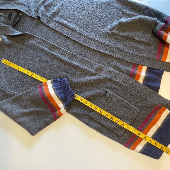 Torrid Boho Cardigan Womens Size 1X Gray Striped Chunky Knit Hooded Sweater - Picture 10 of 10